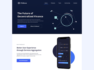 FinNexus Landing Page blockchain design ui web