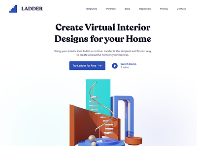 Ladder Landing Page 3d design ui web