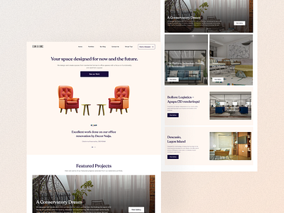 Interior Decor Landing Page 3d design landing page ui web