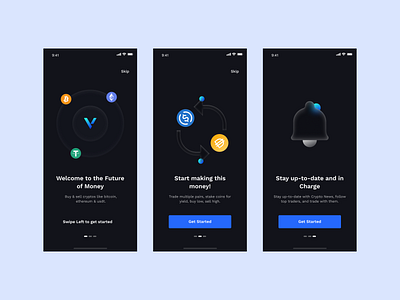 Vibra Onboarding blockchain crypto design exchange mobile app mobile onboarding