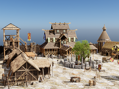 Game Environment Design: Viking Town 3d design environment game