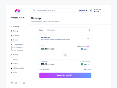 Deswap blockchain crypto defi design swap ui web web3