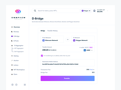 D-bridge blockchain bridge crypto defi design ui web3
