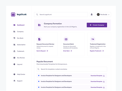 Legaltrunk Dashboard dashboard design legal ui web