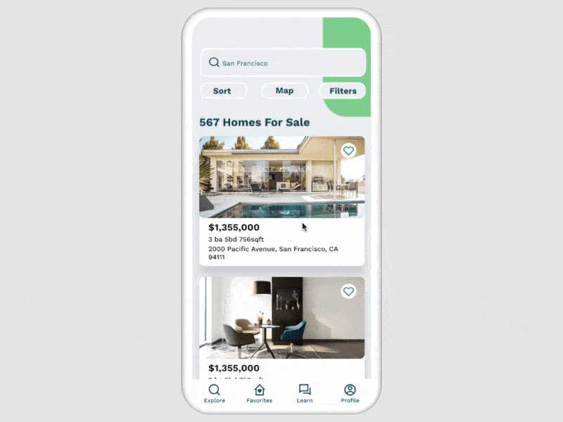 Feed Tab Real Estate animation app design figma ios mobile mobile app design mobile ui mockup product design ui ux