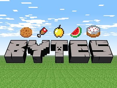 BYTES Youth Cafe! branding cafe food icons illustrator logo minecraft