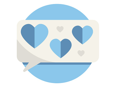 Volunteer blue bubble heart icon simple talk thought