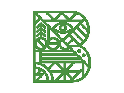 Personal Logo b crazy eye geometric green logo mark monoline north tree