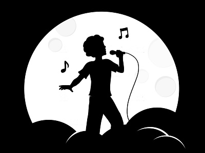 Moon School blackandwhite children graphic illustration logomark silhouette theater branding theatre theatre school