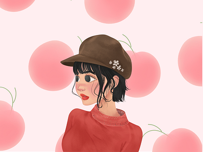 peach girl design girl illustration