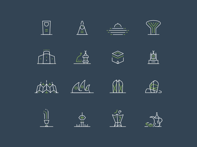 Saudi Landmarks iCons green icons landmarks saudi simple ui