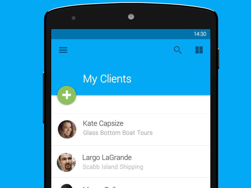 View Contact from List - Version 2 android google lollipop material material design mobile nexus transition