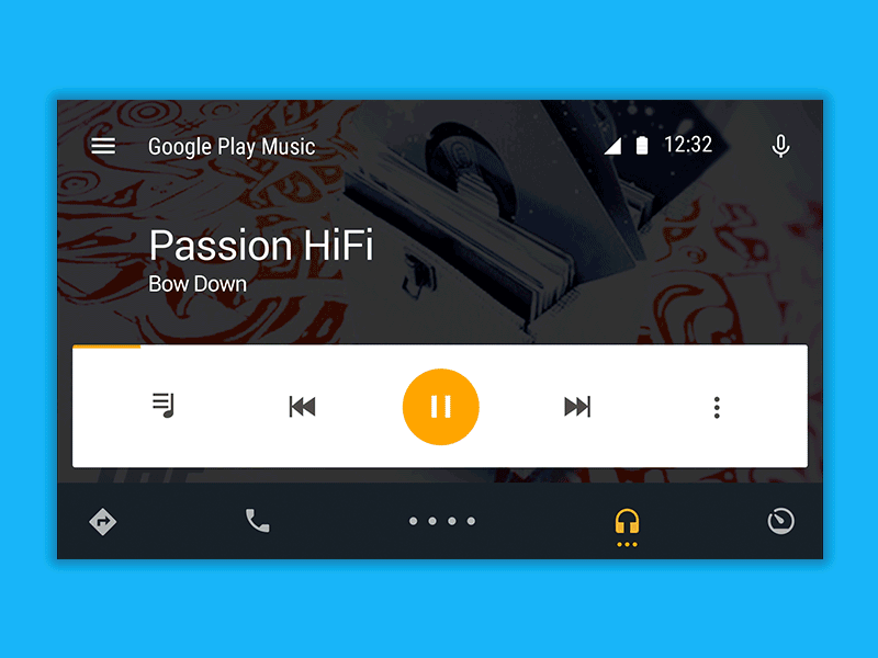 Android Auto: Google Play Music - Material Design android android auto automobile car google google play music material design music player ux