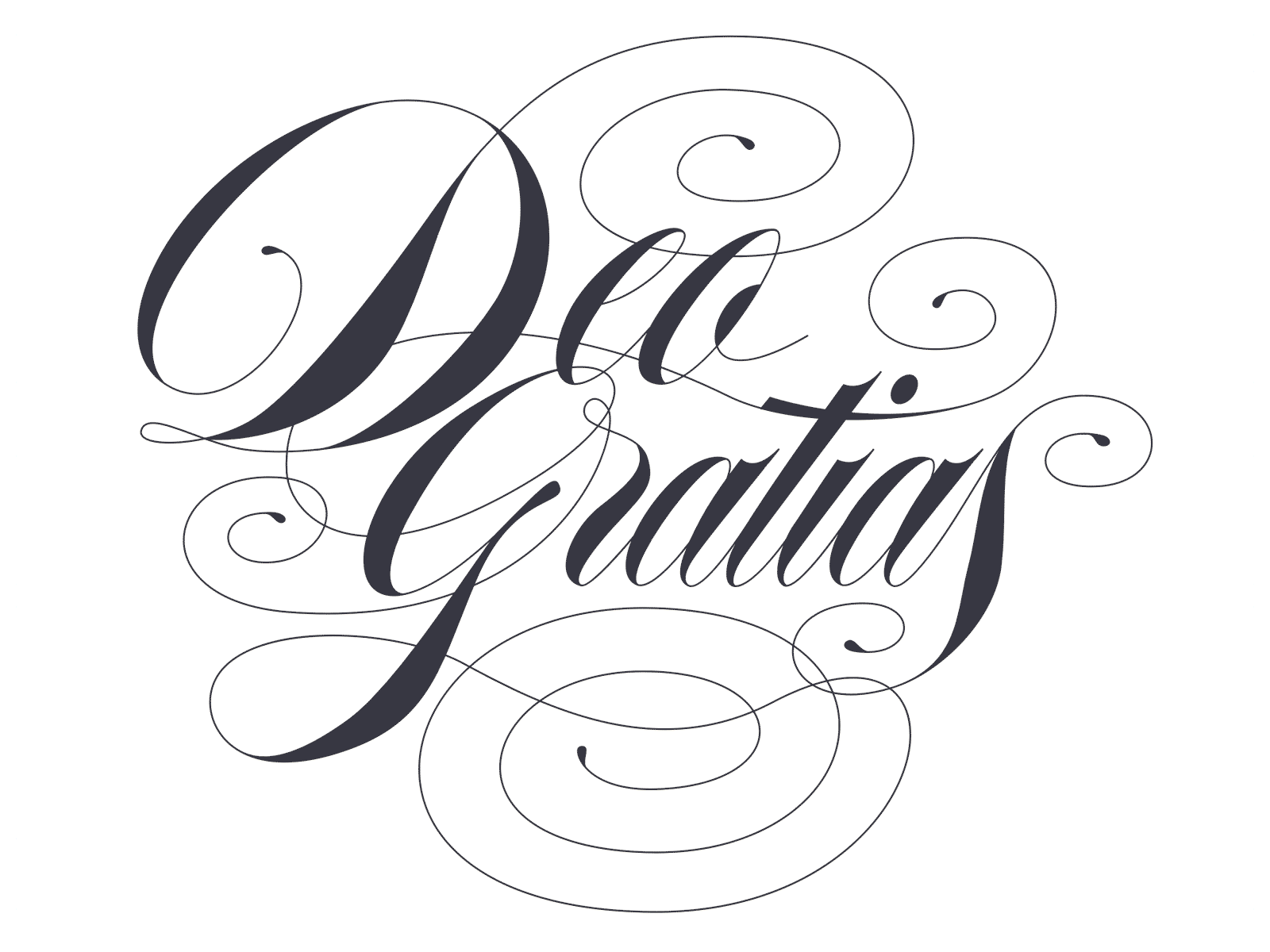"Deo Gratias" hand lettered spencerian graphic