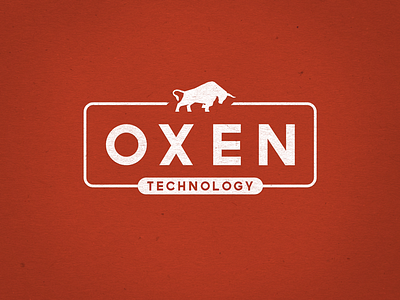 Oxen Technology Logo agriculture animal bull consultant it ox oxen pulling strong technology vintage