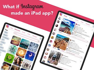 Instagram for iPad 2019 adobexd app bubbly design instagram ios ipad redesign rounded ui user interface ux