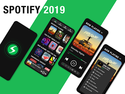 Spotify Redesign 2019 adobexd app concept design logo music redesign rounded spotify tall ui user interface ux