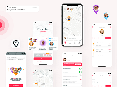 Family Geolocation iOS App cute design family interface ios ios app design kids ui uidesign ux visual design