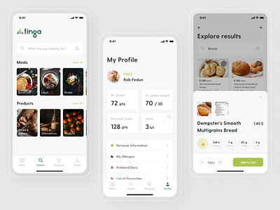 🌿 Tinga - Create Your Healthy Shopping List app app design interface ios ios app design iphone mobile app ui uidesign ux