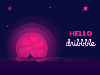 Hello Dribbble design dribbble dribbble invite flat hello hello dribble hellodribbble illustration sea ui vector