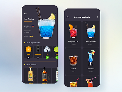 Cocktails App 🍹 app app ui branding cocktails design ios logo mobile mobile app ui ux
