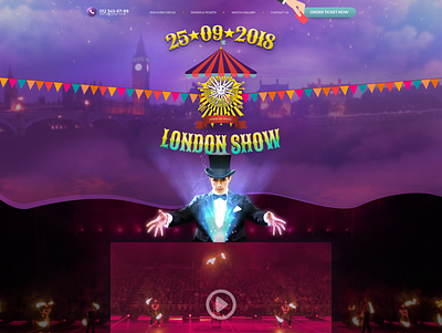 Cirque du soleil tickets sell concept landing page photoshop