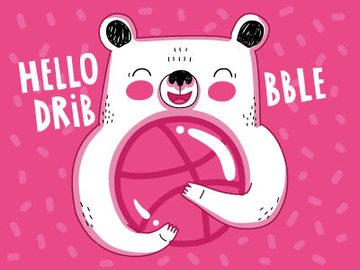 Hello Dribbble animal animal illustration bear cute cute animal cute art digital art drawing illustration painting pink vector