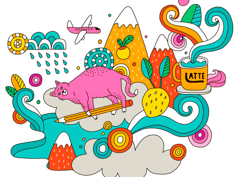 Pink Cat pink design cat vector painting illustration drawing digital art cute art cute animal cute animal illustration animal