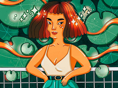 Girl in green cute cute art design digital art drawing girl character girl illustration illustration painting vector woman illustration woman portrait