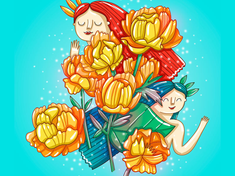 Flower Italmas herbal yellow fauna flower illustration flower woman portrait woman illustration girl illustration girl character vector painting design illustration drawing digital art cute art cute