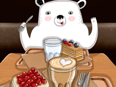 Tasty Coffee animal animal illustration bear cafe coffee coffee shop cute cute animal cute art design dessert digital art drawing food food and drink illustration painting tasty vector