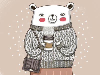 Cozy Outfit animal animal illustration bear coffee cozy cozy outfit cute cute animal cute art design digital art drawing illustration outfit painting pink vector