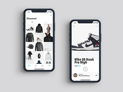 Makers App fashion grid view ios iphone x minimal sneakers type ui ux