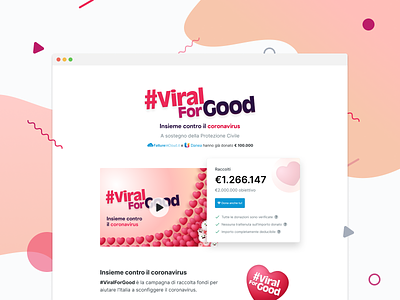#ViralForGood — a campaign against COVID charity corona coronavirus covid covid 19 covid-19 covid19 donation figma fundraiser fundraising italy pink ui viral