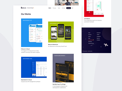 Our works page on Belka's portfolio