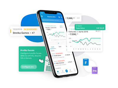 Fatture in Cloud Mobile app app design blob charts dashboard app invoice invoice app invoicing invoicing app ios mobile react native sketch ui