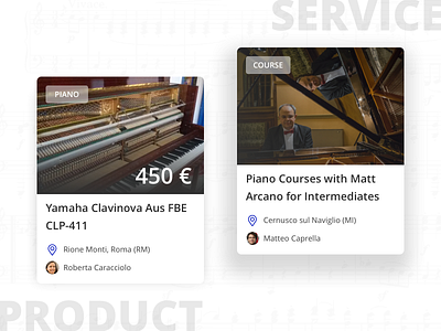 Musicamea: product and service card classical music dashboard instrument musical instrument ui