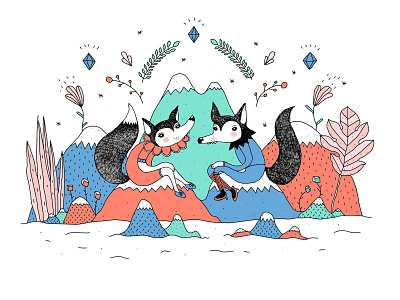 Foxes colourful cute foxes fun illustrations