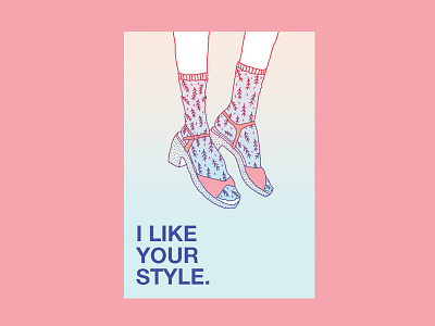 I like your style design illustration pattern pink poster shoes socks