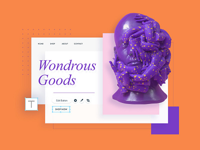 3D Website 3d design face floating purple web website