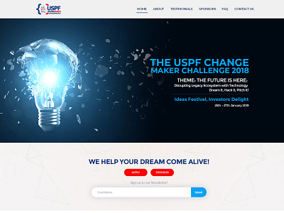 USPF Change Maker Challenge branding concept creative design illustration landing landing page landingpage site typography web webpage website