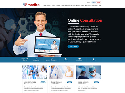 Medico Web Page design branding concept creative design illustration landing landing page landingpage site typography web webpage website