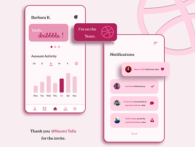 New Player on Dribbble account app dashboard design dribbble invite figma homepage invite notifications player ui