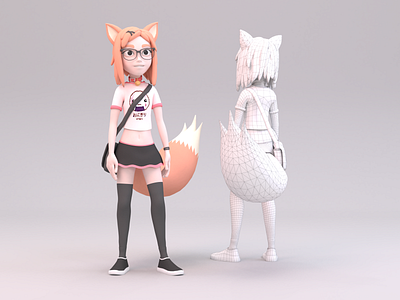 Penny - Fox Girl 3d 3d model blender character character design design fox girl girl character senko