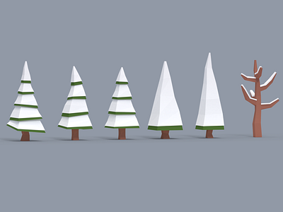 Low Poly Snowy Trees - Asset Pack