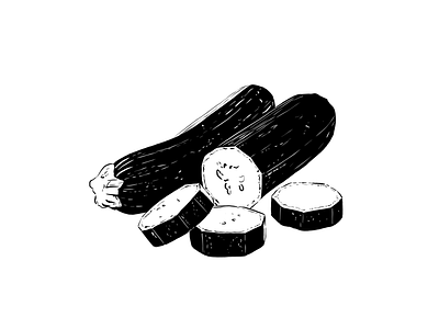 Zucchini black and white digital illustration vegetable zucchini