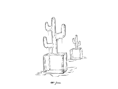 Freeze black cactus cold comic design digital drawing freeze ice illustration illustration art painting plant