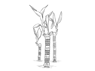 Build bamboo black black and white build building comic creative design digital drawing illustration illustration art imagination ipadpro painting plant