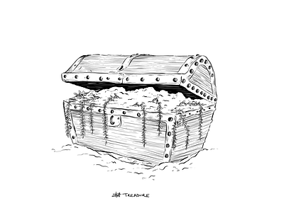 Treasure artistic black and white comic digital drawing illustration illustration art inktober inktober2019 ipadpro line art painting plant treasure treasure chest