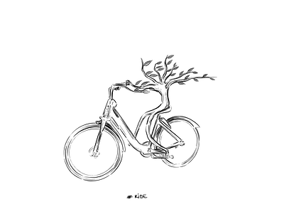 Ride bicycle bike bike ride black and white comic style digital drawing illustration illustration art inktober inktober2019 ipadpro painting plant ride